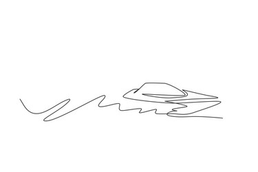 One single line drawing fast speed boat vector