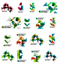 set of color triangles geometric pattern elements vector image