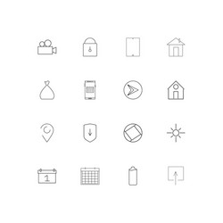 user interface simple linear icons set outlined vector image
