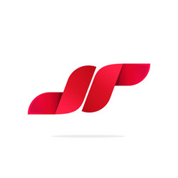 abstract red gradient logo element with shadow vector image