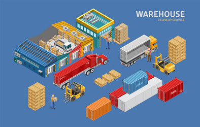 3d isometric storage factory warehouse Royalty Free Vector