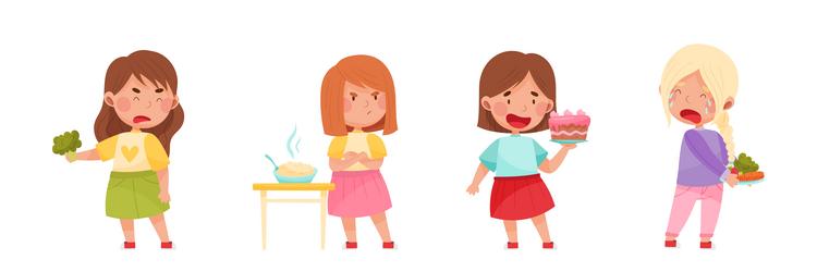 Kid characters showing likes and dislikes towards Vector Image