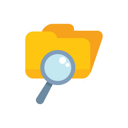 magnifying glass exploring open folder searching vector image