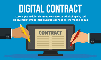 Modern digital contract concept banner flat style vector