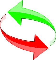 Sharp arrows green up and red down icons Vector Image