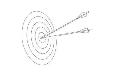 Continuous one line drawing of target with two vector