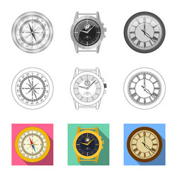 isolated object of clock and time icon set vector image