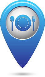 map pointer with fork and spoon icon vector