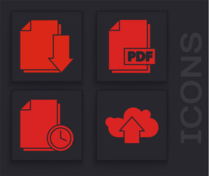 set cloud upload document with download pdf file vector image