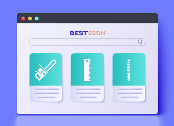 set ruler chainsaw and chisel tool for wood icon vector image