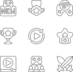 Video game linear icons set vector