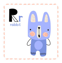 alphabet letter r for rabbit kids vector