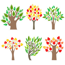 Cartoon tree seasons set on a nature landscape Vector Image