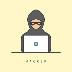 line art icon of a computer hacker vector