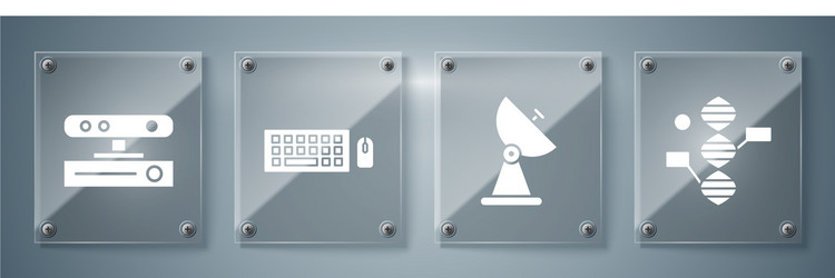 Set dna symbol radar keyboard and mouse vector