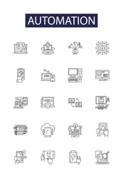 automation line icons and signs robotics vector