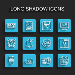 set line floppy disk backup cloud sync refresh vector image
