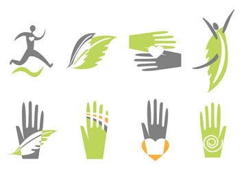 icons with hand heart and human vector