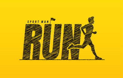 run scribble text with sport running man vector