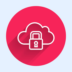 white line cloud computing lock icon isolated vector image
