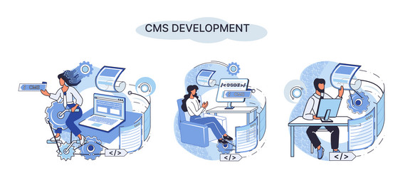 concept of digital content management system cms vector image