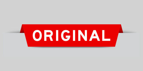 red color inserted label with word original vector image