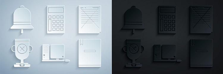 set computer monitor with keyboard and mouse exam vector image