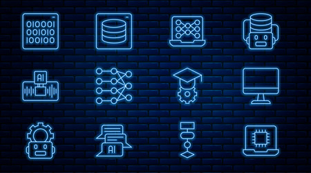 set line processor cpu computer monitor neural vector image