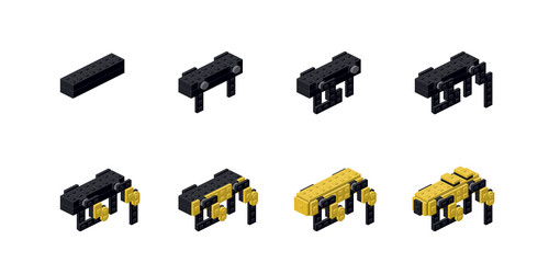 step-by-step instructions for assembling a robot vector image