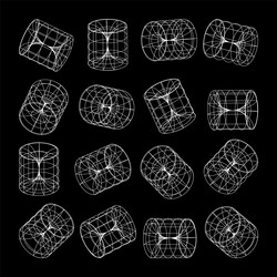 wireframe lined shapes perspective mesh 3d grid vector image