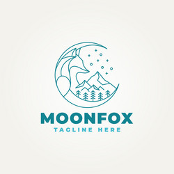 fox with mountain line art icon logo Vector Image