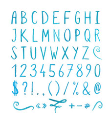 handwritten font with punctuation marks vector image