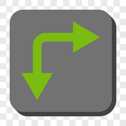 bifurcation arrow right down rounded square button vector image
