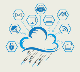 computer cloud with attributes of the internet vector image