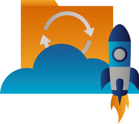 cloud computing file data rocket vector image