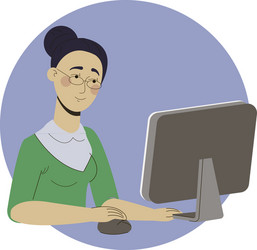 Girl freelancer working at home office web vector