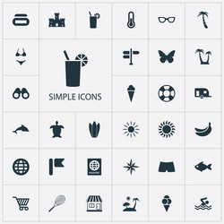 set of simple seaside icons vector