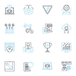 data mining linear icons set clustering vector image