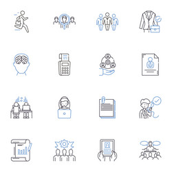 project management and implementation line icons vector image