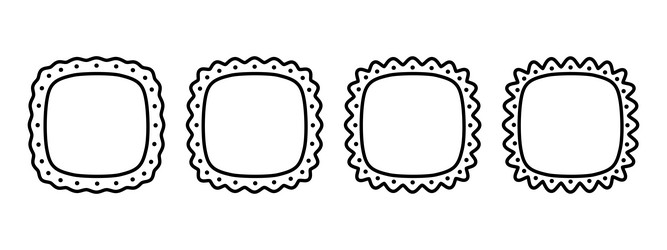 set of squircle frames with wavy edges vignettes vector image