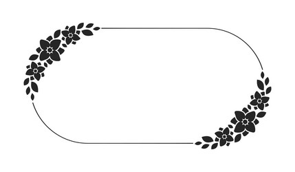 Floral wreath frame template rounded oval border vector