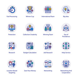 Organization flat circle icons vector