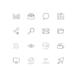 user interface simple linear icons set outlined vector image