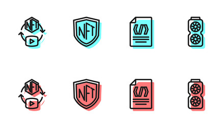 set line binary code nft digital crypto art vector image