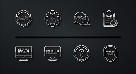 set line clock 24 hours computer monitor and faq vector image