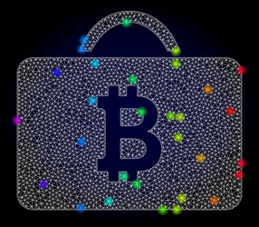 2d mesh bitcoin case with spectrum colored vector image