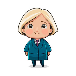 cute cartoon girl in suit and tie on white vector