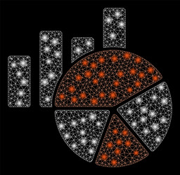 glossy mesh 2d charts with flash spots vector image