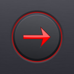 Next button round red arrow on black plastic vector