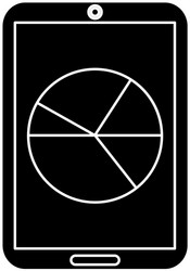 pie graph chart on cellphone screen icon image vector image
